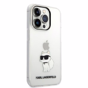 Karl Lagerfeld Ikonik Choupette dėklas telefonui iPhone 14 Pro - permatomas