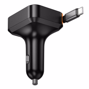 Įkroviklis automobilinis Hoco NZ18 (1xUSB; 1xUSB-C; 65W) + USB-C laidas juodas