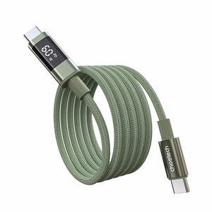 Choetech XCC-1068 PD 60W USB-C - USB-C laidas su ekranėliu 1.2 m - žalias