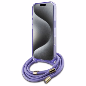 Guess per petį dėklas telefonui Cord Script MagSafe iPhone 16 – violetinis