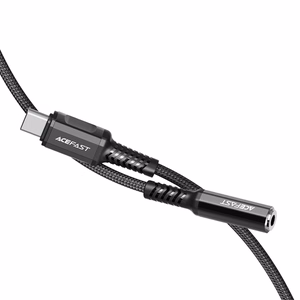 Acefast audio laidas USB Type C - 3.5mm mini jack (female) 18cm, DAC, AUX juodas (C1-07 juodas)
