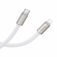 Plokščias kabelis USB C į "Lightning" Hoco PD 30W 1 m X125 baltas
