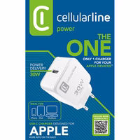 Cellularline The One - USB-C Power Delivery 30W mains įkroviklis (baltas)