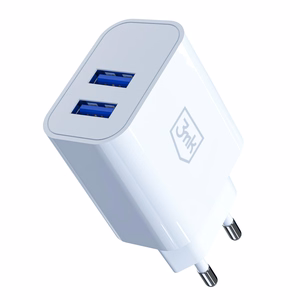 3mk FlowPower 10W 2.4A 2A sieninis įkroviklis - baltas
