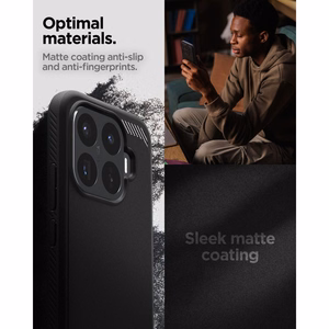 Spigen Rugged Armor dėklas, skirtas Xiaomi 17T Pro, matinis juodas