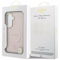 Guess dėklas Saffiano Peony Embossed Ring MagSafe skirtas Samsung Galaxy S26 Plus rožinis