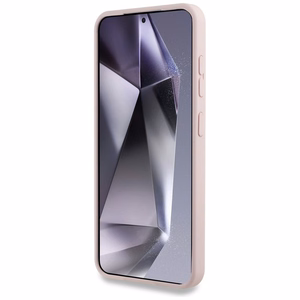 Karl Lagerfeld silikoninis dvigubų galvų ir apskritimo magnetinis Samsung Galaxy S25 dėklas rožinis