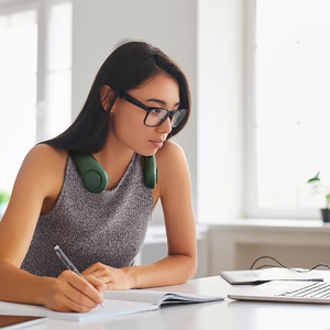 Jisulife Life3 nešiojamasis USB kaklo ventiliatorius, žalias
