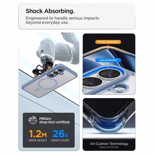 Spigen Ultra Hybrid Mag MagSafe dėklas skirta Samsung Galaxy S26 Plus skaidrus mėlynas