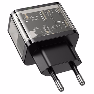 Įkroviklis telefonui Hoco USB A + USB C QC3.0 PD 3A 20W N34 skaidrus