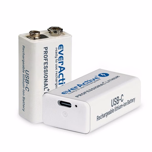 everActive 6F22/9V Li-ion 550 mAh įkraunama baterija su USB Type-C
