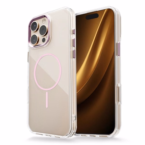Skaidrus Thin Mag dėklas iPhone 17 Pro 6,3", rožinis