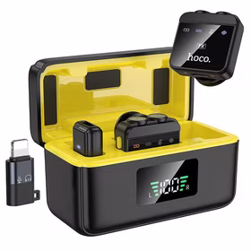 Belaidis segtukas mikrofonas Lightning / USB C Hoco 2 vnt. L17 juodas