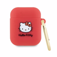 Hello Kitty Silikoninis 3D Kitty galvos dėklas AirPods 1/2 - Fuksija