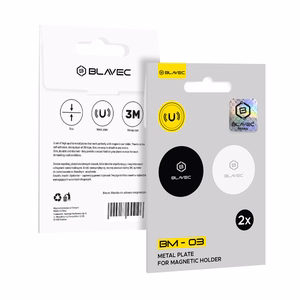 Blavec metalinė plokštelė magnetiniam laikikliui BM-03, rinkinys iš 2 dalių, apvali (40mm), juoda ir sidabrinė