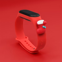 Dirželis Xmas Xiaomi Mi Band 3 / 4 Kalėdinis silikoninis dirželis apyrankė su kojine - raudona