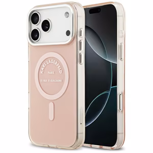 Karl Lagerfeld IML Karl RSG logotipo magnetinis dėklas telefonui iPhone 17 Pro Max - rožinis