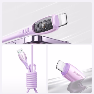Joyroom S-A59 Vibrant Series 3A USB-A - Lightning laidas 1.2m - violetinis