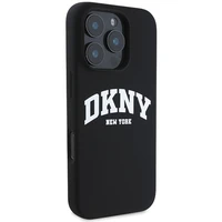DKNY Silikoninis baltas spausdintas logotipas magnetinis dėklas iPhone 16 Pro Max - juodas