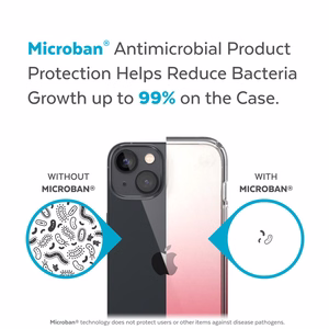 Speck Presidio Perfect-Clear + Ombre case for iPhone 15 Plus / 14 Plus, with Microban antimicrobial protection, Clear / Vintage Rose Fade