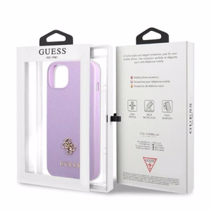 Guess GUHCP13SPS4MU iPhone 13 mini 5.4" violetinis/violetinis kietas dėklas Saffiano 4G mažas metalinis logotipas