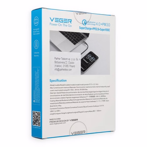 Кабель со светодиодным дисплеем, разъемы Type C – Type C, VEGER PD 5A 100W, CC1-XHJ, 1,5 м, черный