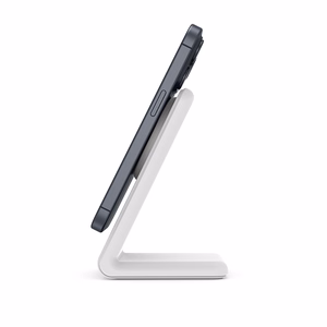 Crong MagSpot Stand 2 viename belaidis įkroviklis, skirtas iPhone ir AirPods, suderinamas su MagSafe, baltas