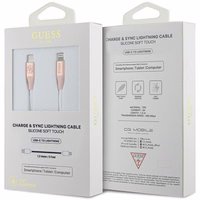 "Guess Ebossed" logotipas USB-C / "Lightning" 1,5 m greito įkrovimo kabelis - rožinis