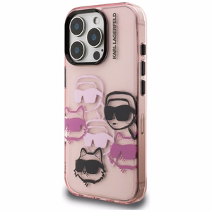 Karl Lagerfeld IML Multi K&C galvos raštas dėklas telefonui iPhone 16 Pro Max - rožinė