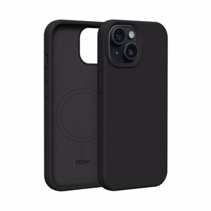 Etteri Silikoninis Mag dėklas for iPhone 15 6,1" juodas