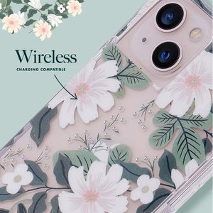 Rifle Paper Clear dėklas, skirtas iPhone 14 Plus, „Willow“ rašto