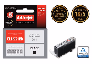 Activejet ACC-521BN – juodo rašalo kasetė, pakeičia Canon CLI-521BK, 10 ml, Supreme