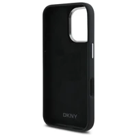 DKNY Liquid Silicone Metal Logo dėklas telefonui iPhone 16 - juodas