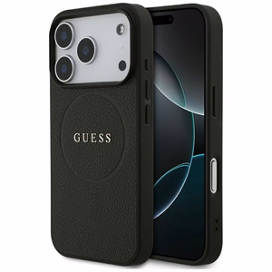 Guess Grūdėtas Žiedas Magnetinis dėklas telefonui iPhone 17 Pro - juodas