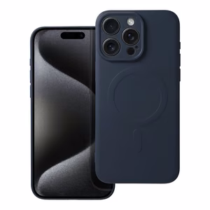 Чехол для iPhone 15 Pro Max силиконовый Mag Cover совместимый с MagSafe титановый синий