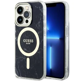 Guess GUHMP14XPCUMAK iPhone 14 Pro Max 6.7" juodas kietas dėklas Marble Magnetinis