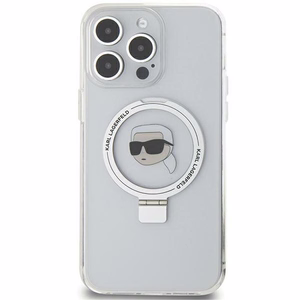 Karl Lagerfeld KLHMP15XHMRSKHH iPhone 15 Pro Max 6.7" baltas kietas dėklas su stovu Karl Head MagSafe