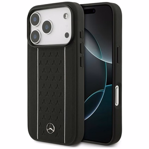 Mercedes Leather Star Pattern Stripes MagSafe Case for iPhone 17 Pro - Black