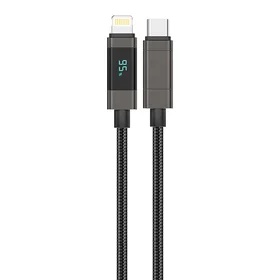 Foneng XS05 PD27W 1,2 m ilgio USB-C ir "Lightning" kabelis (juodas)