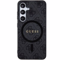 Guess 4G Collection Odinis Metalinis Logotipas Magnetinis dėklas telefonui Samsung Galaxy S24 - juoda