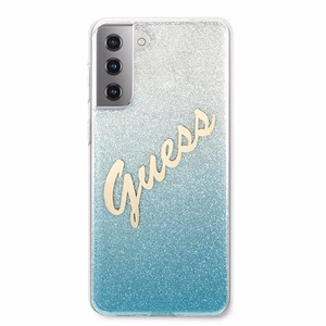 Guess GUHCS21MPCUGLSBL S21+ G996 синий/синий жёсткий чехол Glitter Gradient Script