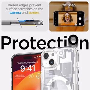 Spigen Ultra Hybrid Mag dėklas su MagSafe iPhone 15 Plus - baltas (Zero One raštas)