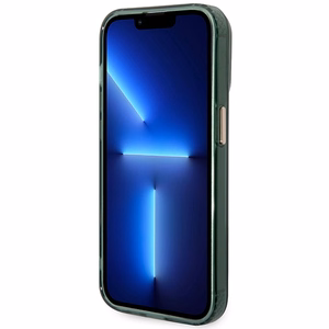 Guess GUHMP14XHTCMA iPhone 14 Pro Max 6.7 kietasis dėklas – žalias/khaki – su auksiniu kontūru ir skaidrus MagSafe