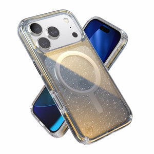 Speck Presidio Lux MagSafe dėklas, skirtas iPhone 17 Pro, „Hyper Mirror Glitter / Silver Metallic“ spalvos
