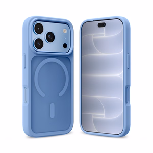 Mėlynas „Crong Hybrid Matte Magnetic“ dėklas su „MagSafe“, skirtas „Apple iPhone 18 Pro Max“ ir „iPhone 17 Pro Max“