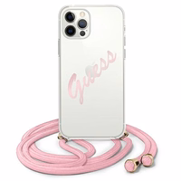 Guess Script Vintage iPhone 12 Pro Max 6.7" dėklas - rožinė