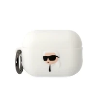 Karl Lagerfeld KLAP2RUNIKH AirPods Pro 2 dėklas baltas/baltas Silikoninis Karl Head 3D