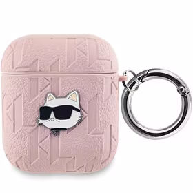 Karl Lagerfeld Monogram Choupette AirPods 1/2 dėklas - rožinis