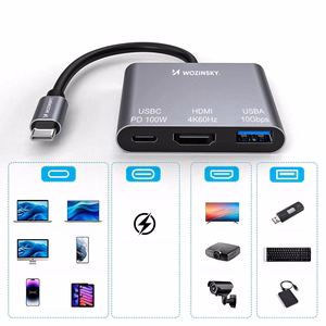 USB-C šakotuvas Wozinsky (WHCH-01) (USB, HDMI, USB-C)
