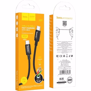 Kabelis USB C į USB C Hoco 3A 60W 1 m X89 juodas